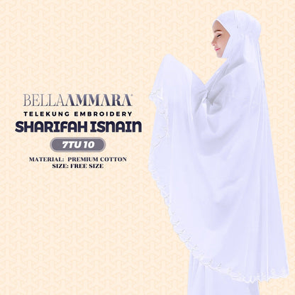 Telekung Inspired Bella Ammara Embroidery Sharifah Isnain Collection - Free Woven Bag