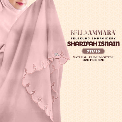 Telekung Inspired Bella Ammara Embroidery Sharifah Isnain Collection - Free Woven Bag