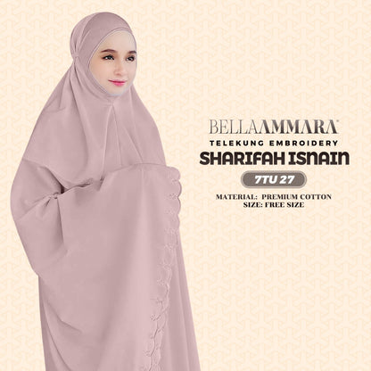 Telekung Inspired Bella Ammara Embroidery Sharifah Isnain Collection - Free Woven Bag