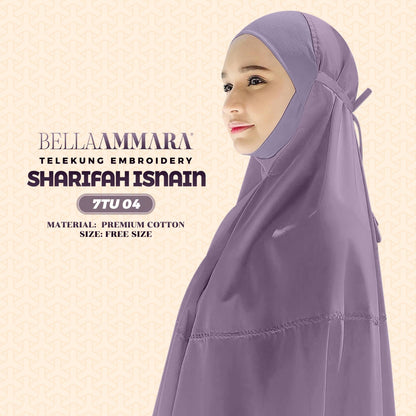 Telekung Inspired Bella Ammara Embroidery Sharifah Isnain Collection - Free Woven Bag