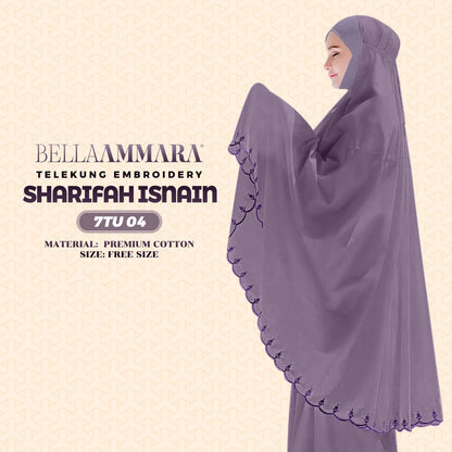 Telekung Inspired Bella Ammara Embroidery Sharifah Isnain Collection - Free Woven Bag