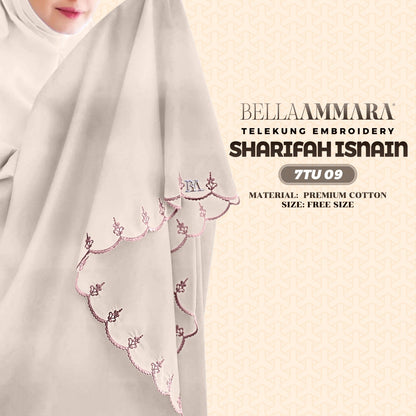 Telekung Inspired Bella Ammara Embroidery Sharifah Isnain Collection - Free Woven Bag