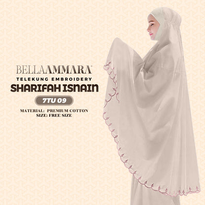 Telekung Inspired Bella Ammara Embroidery Sharifah Isnain Collection - Free Woven Bag