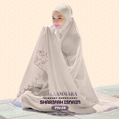 Telekung Inspired Bella Ammara Embroidery Sharifah Isnain Collection - Free Woven Bag