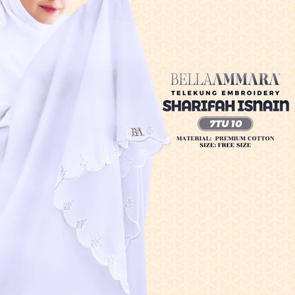 Telekung Inspired Bella Ammara Embroidery Sharifah Isnain Collection - Free Woven Bag