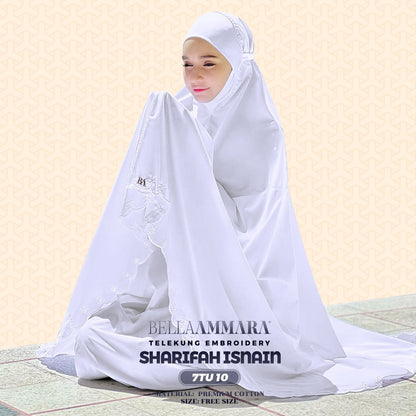 Telekung Inspired Bella Ammara Embroidery Sharifah Isnain Collection - Free Woven Bag