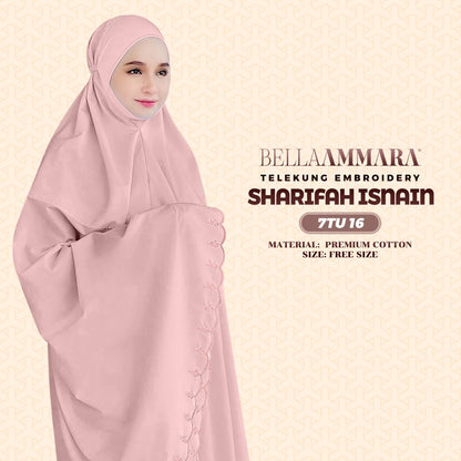 Telekung Inspired Bella Ammara Embroidery Sharifah Isnain Collection - Free Woven Bag