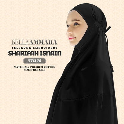 Telekung Inspired Bella Ammara Embroidery Sharifah Isnain Collection - Free Woven Bag