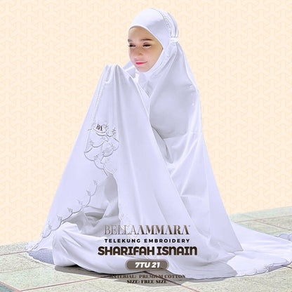 Telekung Inspired Bella Ammara Embroidery Sharifah Isnain Collection - Free Woven Bag