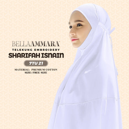 Telekung Inspired Bella Ammara Embroidery Sharifah Isnain Collection - Free Woven Bag