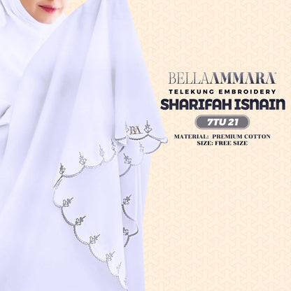 Telekung Inspired Bella Ammara Embroidery Sharifah Isnain Collection - Free Woven Bag