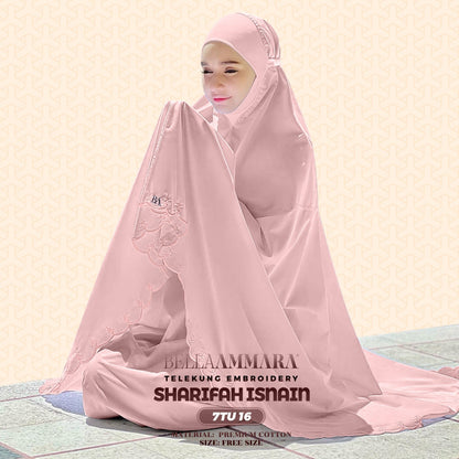 Telekung Inspired Bella Ammara Embroidery Sharifah Isnain Collection - Free Woven Bag