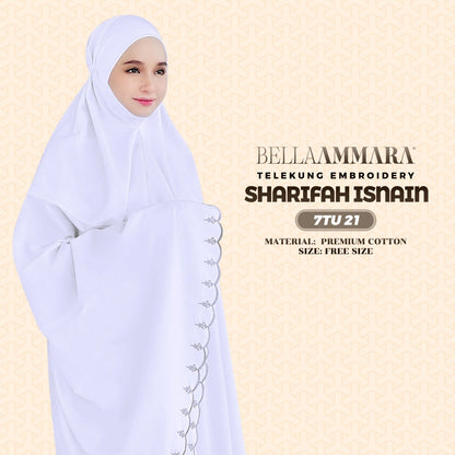 Telekung Inspired Bella Ammara Embroidery Sharifah Isnain Collection - Free Woven Bag