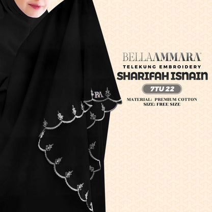 Telekung Inspired Bella Ammara Embroidery Sharifah Isnain Collection - Free Woven Bag