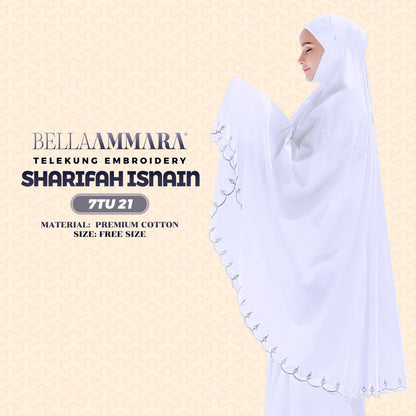 Telekung Inspired Bella Ammara Embroidery Sharifah Isnain Collection - Free Woven Bag