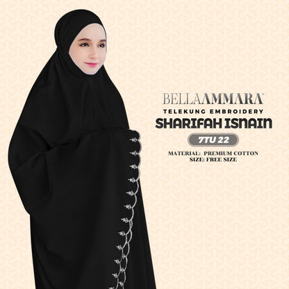 Telekung Inspired Bella Ammara Embroidery Sharifah Isnain Collection - Free Woven Bag