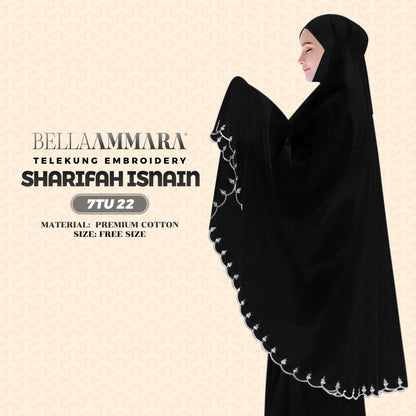 Telekung Inspired Bella Ammara Embroidery Sharifah Isnain Collection - Free Woven Bag