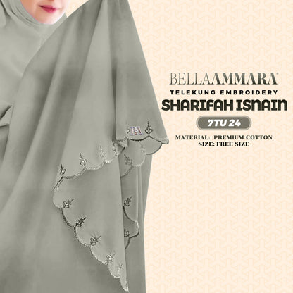 Telekung Inspired Bella Ammara Embroidery Sharifah Isnain Collection - Free Woven Bag