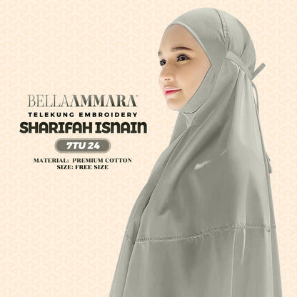 Telekung Inspired Bella Ammara Embroidery Sharifah Isnain Collection - Free Woven Bag