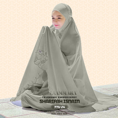 Telekung Inspired Bella Ammara Embroidery Sharifah Isnain Collection - Free Woven Bag