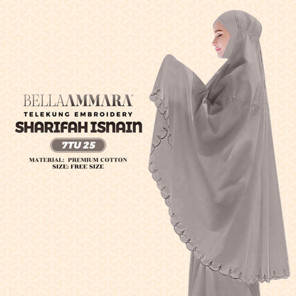 Telekung Inspired Bella Ammara Embroidery Sharifah Isnain Collection - Free Woven Bag