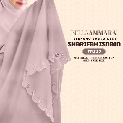 Telekung Inspired Bella Ammara Embroidery Sharifah Isnain Collection - Free Woven Bag