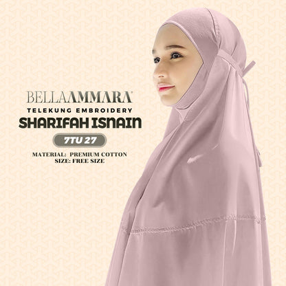 Telekung Inspired Bella Ammara Embroidery Sharifah Isnain Collection - Free Woven Bag