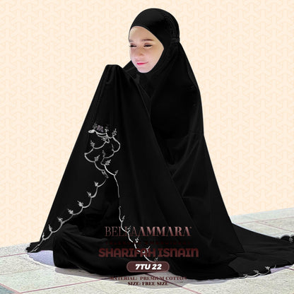 Telekung Inspired Bella Ammara Embroidery Sharifah Isnain Collection - Free Woven Bag