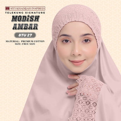 Telekung Siti Khadijah Inspired Modish Ambar Collection - Free Woven Bag