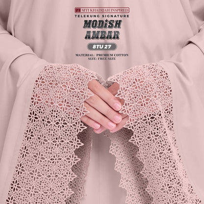 Telekung Siti Khadijah Inspired Modish Ambar Collection - Free Woven Bag