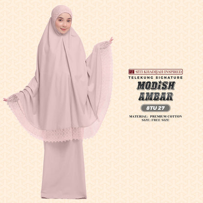 Telekung Siti Khadijah Inspired Modish Ambar Collection - Free Woven Bag