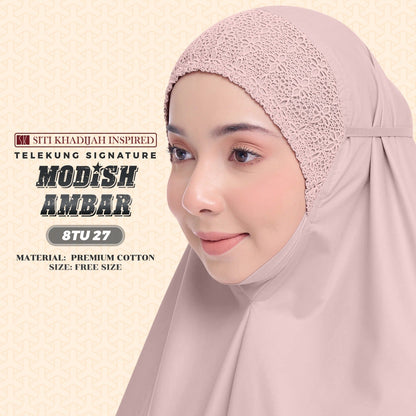 Telekung Siti Khadijah Inspired Modish Ambar Collection - Free Woven Bag