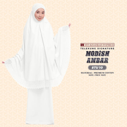 Telekung Siti Khadijah Inspired Modish Ambar Collection - Free Woven Bag