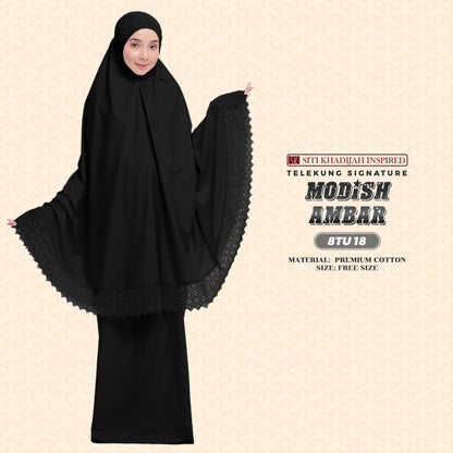 Telekung Siti Khadijah Inspired Modish Ambar Collection - Free Woven Bag