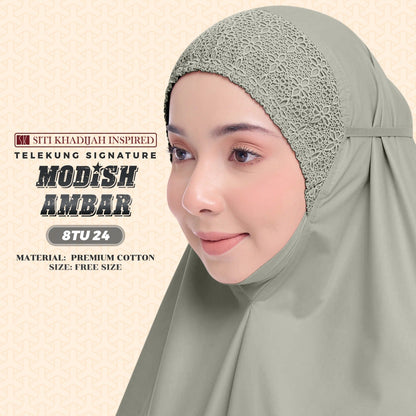 Telekung Siti Khadijah Inspired Modish Ambar Collection - Free Woven Bag