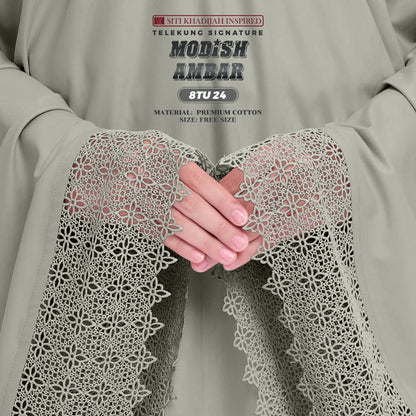 Telekung Siti Khadijah Inspired Modish Ambar Collection - Free Woven Bag