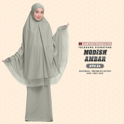 Telekung Siti Khadijah Inspired Modish Ambar Collection - Free Woven Bag