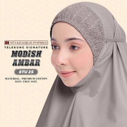 Telekung Siti Khadijah Inspired Modish Ambar Collection - Free Woven Bag