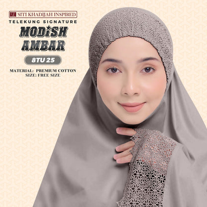 Telekung Siti Khadijah Inspired Modish Ambar Collection - Free Woven Bag