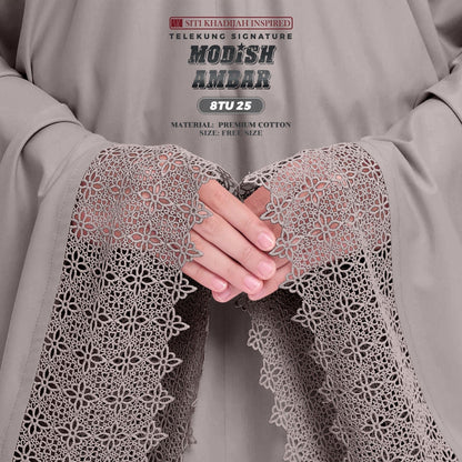 Telekung Siti Khadijah Inspired Modish Ambar Collection - Free Woven Bag