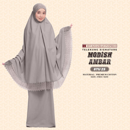 Telekung Siti Khadijah Inspired Modish Ambar Collection - Free Woven Bag