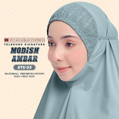 Telekung Siti Khadijah Inspired Modish Ambar Collection - Free Woven Bag