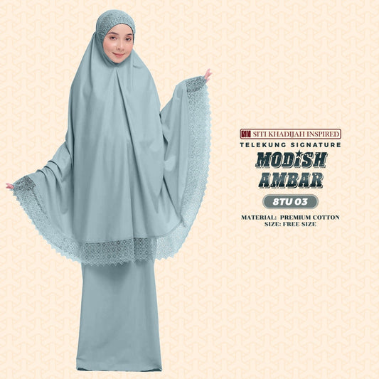 Telekung Siti Khadijah Inspired Modish Ambar Collection - Free Woven Bag