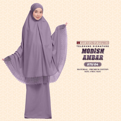 Telekung Siti Khadijah Inspired Modish Ambar Collection - Free Woven Bag