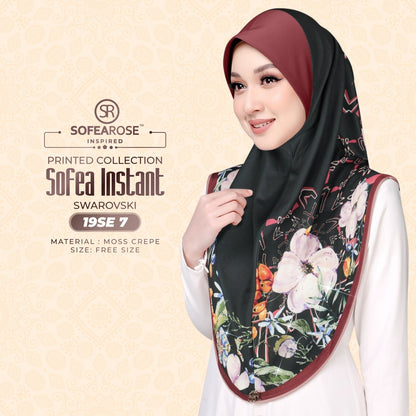 Sofea Rose Printed Swarovski Instant Sarung