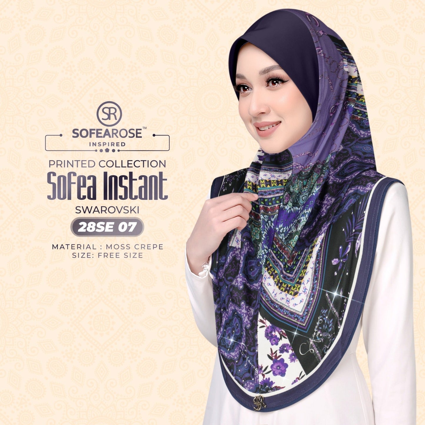 Sofea Rose Printed Swarovski Instant Sarung