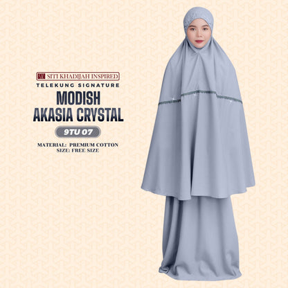 Telekung Siti Khadijah Inspired Modish Akasia Crystal Collection - Free Wovenbag