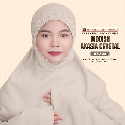 Telekung Siti Khadijah Inspired Modish Akasia Crystal Collection - Free Wovenbag