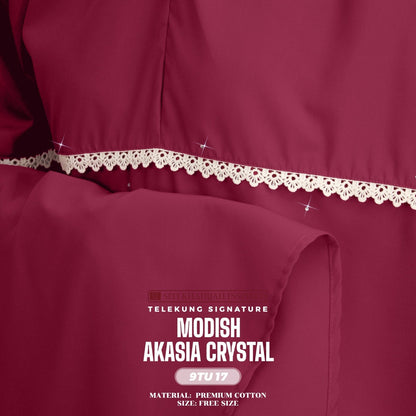 Telekung Siti Khadijah Inspired Modish Akasia Crystal Collection - Free Wovenbag