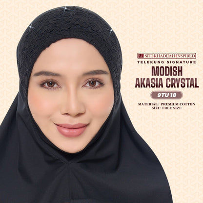 Telekung Siti Khadijah Inspired Modish Akasia Crystal Collection - Free Wovenbag